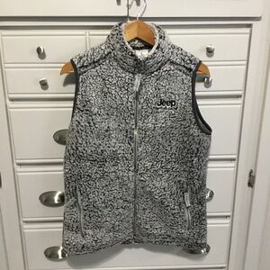 JEEP Sherpa Fleece Womans Full Zip Vest Black Heather Gray Size Large